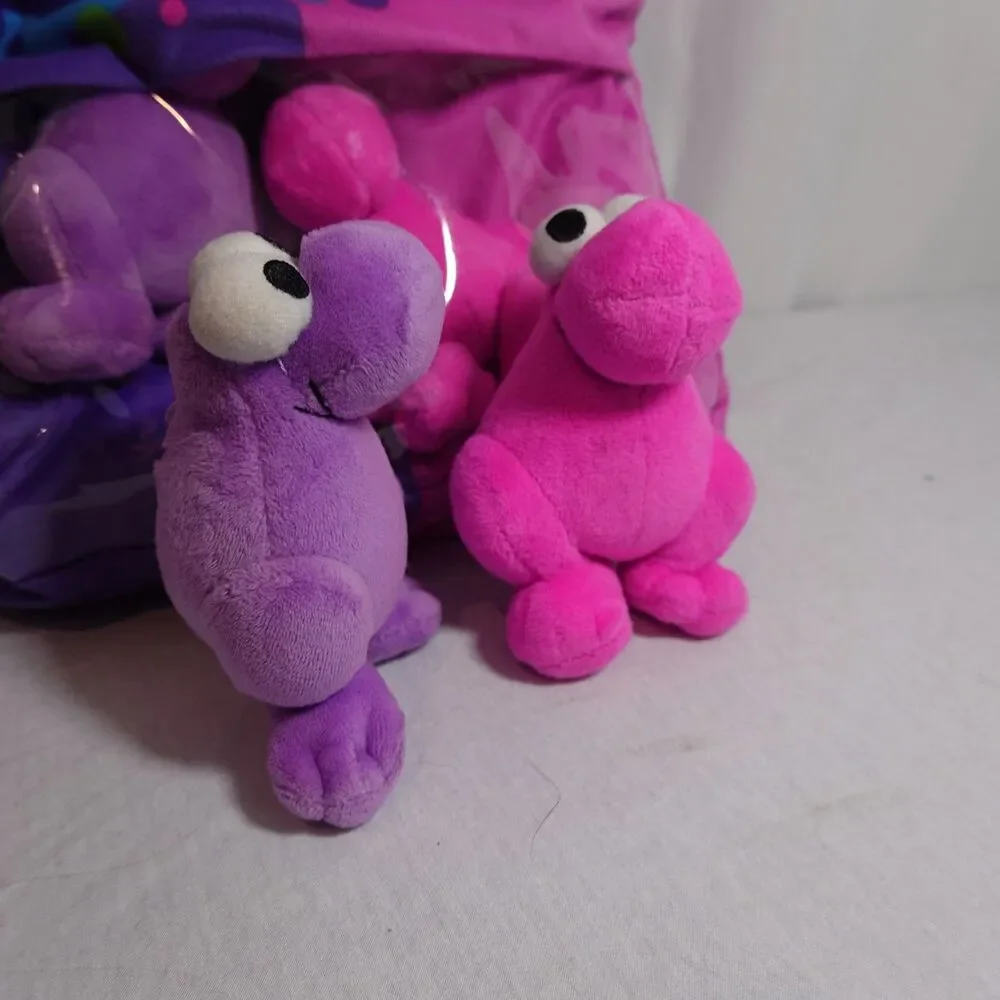 Nerds Throw Pillow With 4 Mini Plush Piece Inside Purple Pink 18 Inch  X 10 Inch